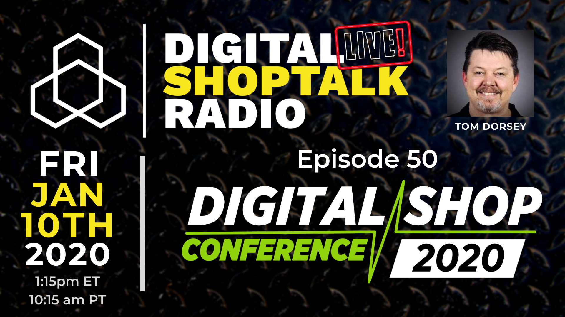 Ep-50-Jan-10 Promotional Graphic Digital Shop Talk Radio Episode 50.