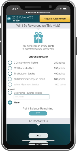 loyalty-points-phone AutoVitals Loyalty Points phone.